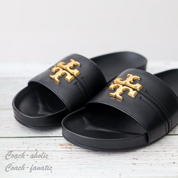 NIB Tory Burch Everly Anatomic Cloud Leather Slide Sandal in Black Size 7 - Picture 7 of 9